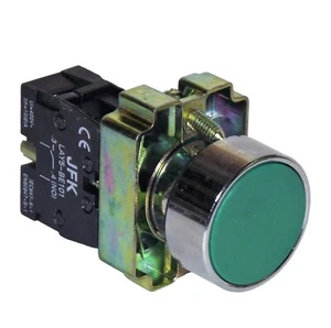 BOTÓN DE INICIO VERDE 1 N/O CONTACTO PANEL DE 22 MM MONTAJE NUEVO Y EN CAJA  - Imagen 1 de 1