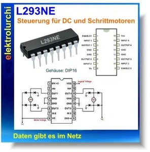 L293NE - 4-Kanal Motorsteuerung Motortreiber f. DC / Schrittmotoren, DIP16, 6St - Bild 1 von 2