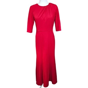 Neu mit Etikett Kay Unger rotes Abendkleid Kleid Damen Größe 4 A-Linie lang 3/4-Arm  - Bild 1 von 8