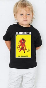 El Diablito Loteria Mexican Bingo T Shirt Hooded Toxic Mexican Bingo Lottery Kid - Picture 1 of 12