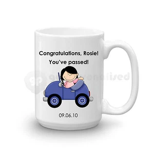 Taza grande personalizada felicitaciones pasado examen de conducción regalo para niñas dama #1 - Imagen 1 de 3
