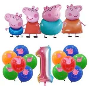 17tlg. Peppa Wutz Luftballon Peppa Pig Ballons Geburtstag Zahlen Geschenk Party - Bild 1 von 11