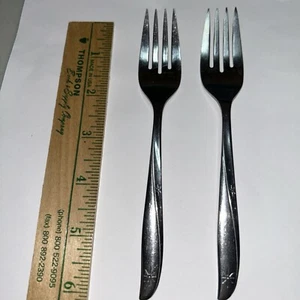 Set 2 Oneida TWIN STAR Salad Forks Community Stainless MCM 6.25” CLEAN Vintag - Picture 1 of 7