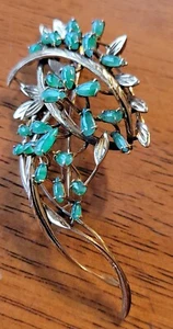 Multi Jade 18K Gold Swirl Pin Brosche wunderschön 8 Gramm - Bild 1 von 5