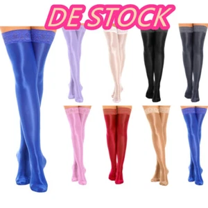 DE~Damen Stockings ÖL Glanz Halterlose Strümpfe Elegant Stretch Overknees Socke - Picture 1 of 54