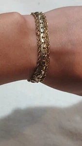 Goldfarbenes Vintage Chunky 9" Unisex Armband mit Sicherheitskette #0072 - Bild 1 von 10