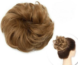 Sandy Brown Messy Hair Bun Extension natural look female bride fashion scrunchie - Picture 1 of 11