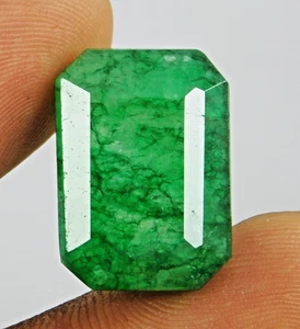 Certified 21.85 Ct Natural Colombian Green Emerald – Emerald Cut Loose Gemstone - Picture 1 of 10