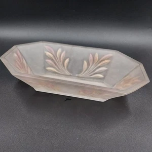 Milchglas Klarglas Blattschliff Servierschale länglich achteckig Schale Indiana Glas - Bild 1 von 9