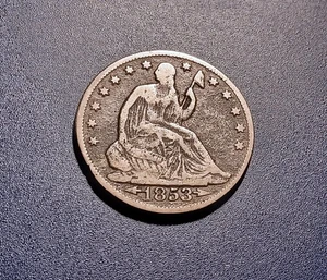 Fine 1853-O Arrows & Rays Seated Liberty Half Dollar - Picture 1 of 2