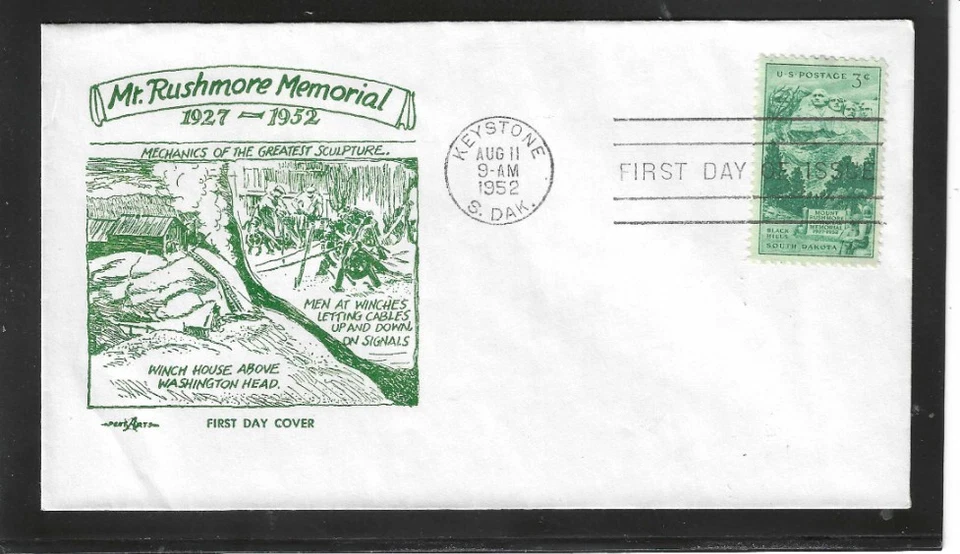 MOUNT RUSHMORE FDC 1952 KEYSTONE, SOUTH DAKOTA PENTARTS CACHET - Image 1 of 1