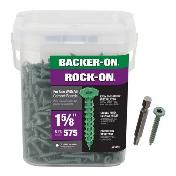(575-Pk) Tornillos de tablero de cemento de cabeza plana Rock-On Star #9 x 1-5/8" 23515 Foto 1 de 3