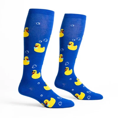 Calcetines de goma Duckie pantorrilla ancha hasta la rodilla azules unisex XL elásticos moda nuevos Foto 1 de 4