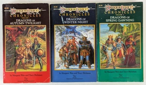 1984-1985 TSR Dragonlance Chronicles Trilogy Volume 1-3 Paperback Set Vintage OG - Picture 1 of 5