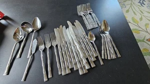 33 pc Lot Stainless Korea Silverware ( Bamboo) Vintage Mid Century Modern - Picture 1 of 5