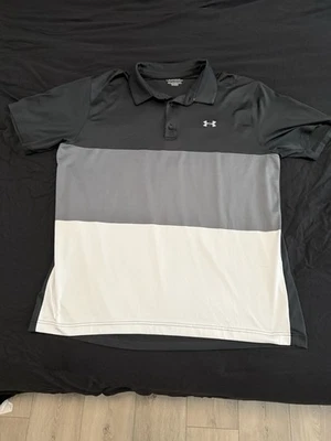Camisa polo de golf Under Armour para hombre XL holgada negra/blanca/gris Foto 1 de 4