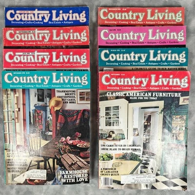 Country Living Magazine Lot (8) 1986–1991 Vintage Decor Cooking Crafts Gardens - Image 1 of 4