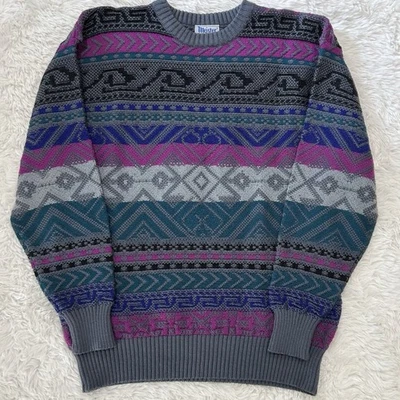 Suéter MEISTER de Colección Años 80 Mezcla de Lana Esquí Snowboard Geométrico Para Hombre Grande Retro Foto 1 de 4