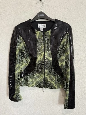 Joseph Ribkoff Short Zipper Closure Sequin Snake Skin Pattern jacket- Size 6 - Image 1 of 4