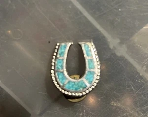 Pin de solapa ecuestre de caballo turquesa aplastado afortunado Lucky Horseshoe (230) - Imagen 1 de 2