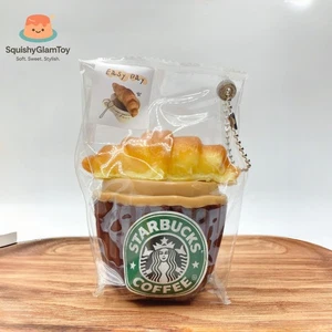 Kaffee & Croissant Squishy | Café Style langsam wieder ausbreitendes Spielzeug | Kawaii Stressabbau - Bild 1 von 7