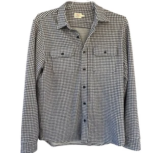 Maglione Camicia Faherty Medium Legend Nero Bianco Plaid Gingham Check Manica Lunga - Foto 1 di 9