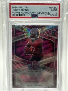 2024 Spectra Rookie Autograph Bucky Irving Neon Pink /15 PSA 9 - Picture 1 of 2