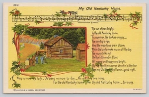 Letra de canción de My Old Kentucky Home postal de lino vintage - Imagen 1 de 2