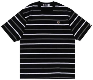 NWT A Bathing Ape BAPE Ape Head One Point Stripe Tee Black Premium Streetwear S - Picture 1 of 4
