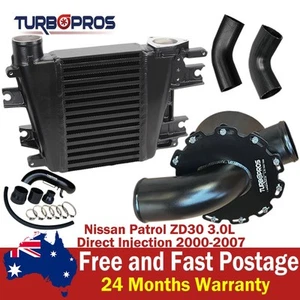 Intercooler de aluminio de actualización, caja de aire + kit de tuberías para Nissan Patrol ZD30 3,0 L - Imagen 1 de 14