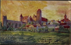 Künstler Ak Kwidzyn Marienwerder Westpreußen, Dom und Amtsgericht - 4120413 - Bild 1 von 2