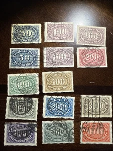 German Scott #198-209 Used 1922-1923 Numeral of Value Set of Stamps Incomplete - Picture 1 of 1