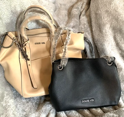 Bolso de Mano BN Dolce Vita Tostado 2 por 1 Precio y Bolso de Hombro Negro - Excelente Estado Foto 1 de 4