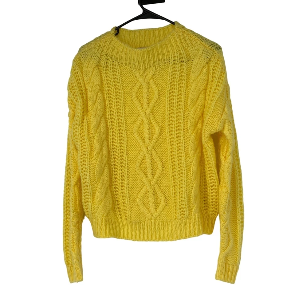 Suéter para mujer So Cable amarillo cuello barco imitación cachemir mediano 3044 Foto 1 de 4