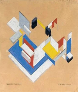 Construcción en el espacio-tiempo II de Theo van Doesburg como impresión artística HIQU en lienzo - Imagen 1 de 2