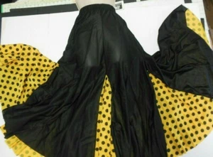 Mainstreet Flamenco Drawstring Skirt Dotted Black and Flg Gold Ladies Small - Picture 1 of 6