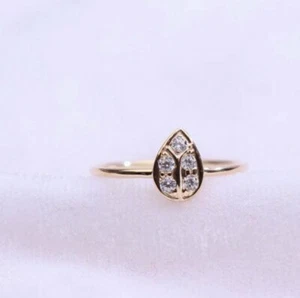 Diamond Ring 14k Yellow Gold Engagement Ring Pear Shape Natural - Picture 1 of 12