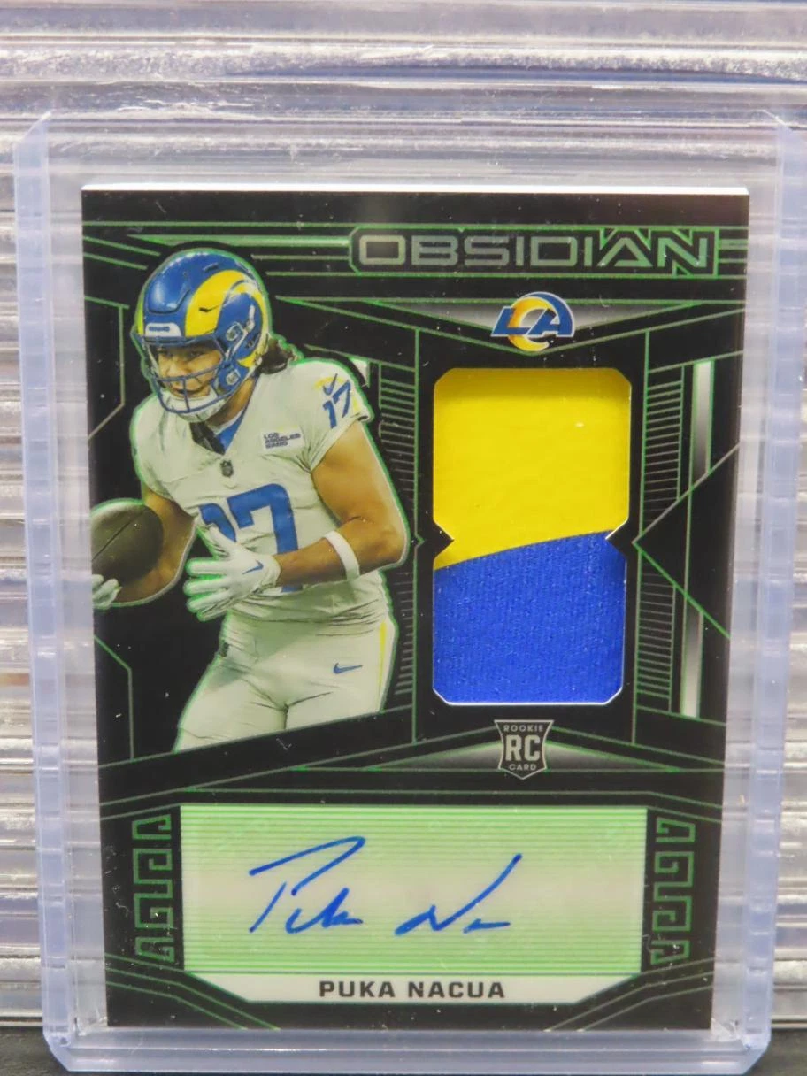 2023 Obsidian Puka Nacua Green EE Rookie Patch Auto Autograph RC #7/25 Rams