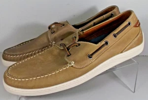 258762X SP50 MEN'S SHOES SIZE 9 M TAN LEATHER BOAT SHOES JOHNSTON & MURPHY - Picture 1 of 6