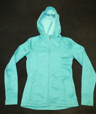 MPG women's heather teal print stretch long-sleeved hoodie jacket Sz S - Image 1 of 3