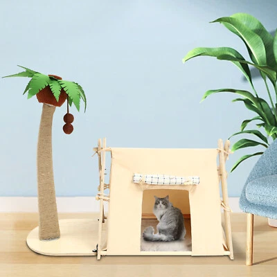 For Indoor Cats & Kittens Gift Cat Nest & Cat Scratching Post with Hanging Ball - Image 1 of 4