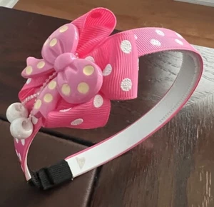 Minnie Mouse Pink Polkadot Bow Headband ~ Preowned - Picture 1 of 3