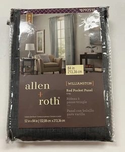 1 Allen + Roth Williamston ROD POCKET PANEL Curtain Gray 52" x 84" - Picture 1 of 4