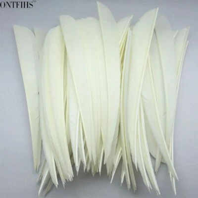 50PCS 5inch White Parabolic Vanes Fletches Feathers Fletching RW LW - Image 1 of 4