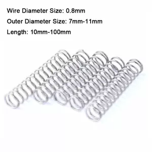 0.8mm Wire Dia Compression Pressure Springs O.D 7mm-11mm Galvanized Spring Steel - Picture 1 of 9