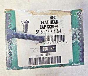 Raycarl , Hex Flat Head Socket Cap Bolts , 5/16"-18 X 1 3/4" , Box of 77 - Picture 1 of 2