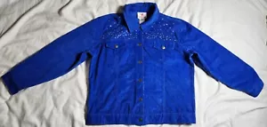 Quacker Factory Women's Blue Jacket Size Large Sequin Long Sleeve - Picture 1 of 23
