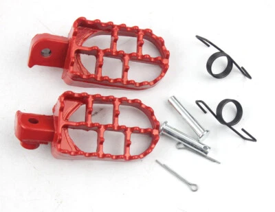 Red Aluminium Foot Pegs For Yamaha PW50 PW80 TW200 TTR90 TTR90E Bikes Footrests - Image 1 of 4