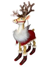 North Pole South RED Faux Fur Christmas Santa's Whimsical REINDEER Display NWT