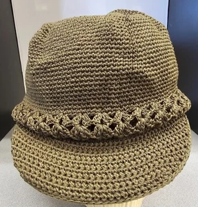 Newsboy Cap Crochet Billed Hat Fall Winter Olive Green - Picture 1 of 6